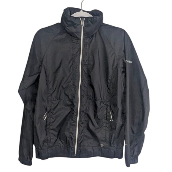 Columbia Omni-Shield Black Hooded Jacket Windbreaker Full Zip Layer - SZ M - Picture 1 of 5